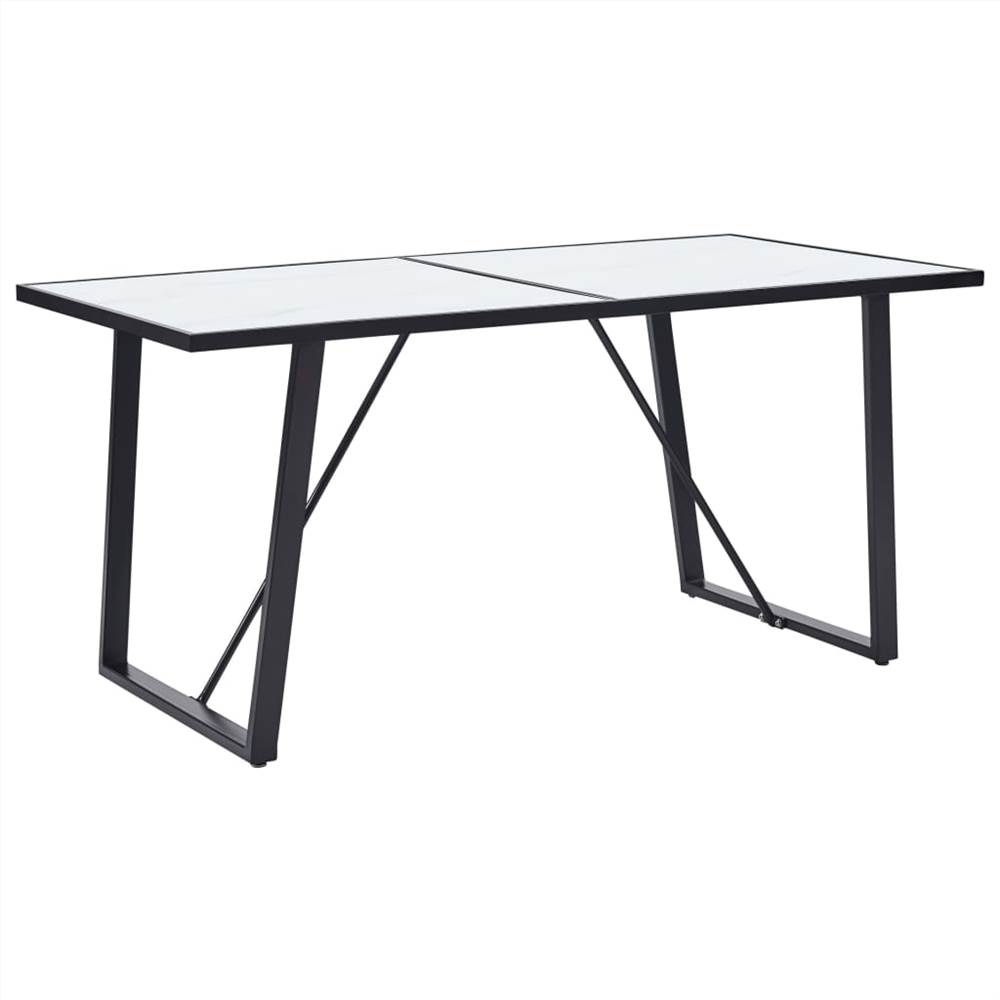 

Dining Table White 160x80x75 cm Tempered Glass