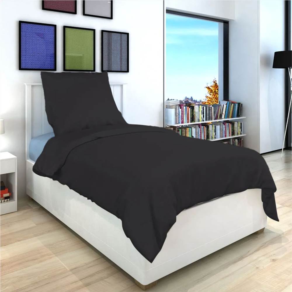 Duvet Cover Set Cotton Anthracite 135x200/80x80 cm