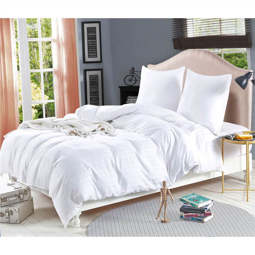 Duvet Cover Set Cotton Satin White 200x200/60x70 cm