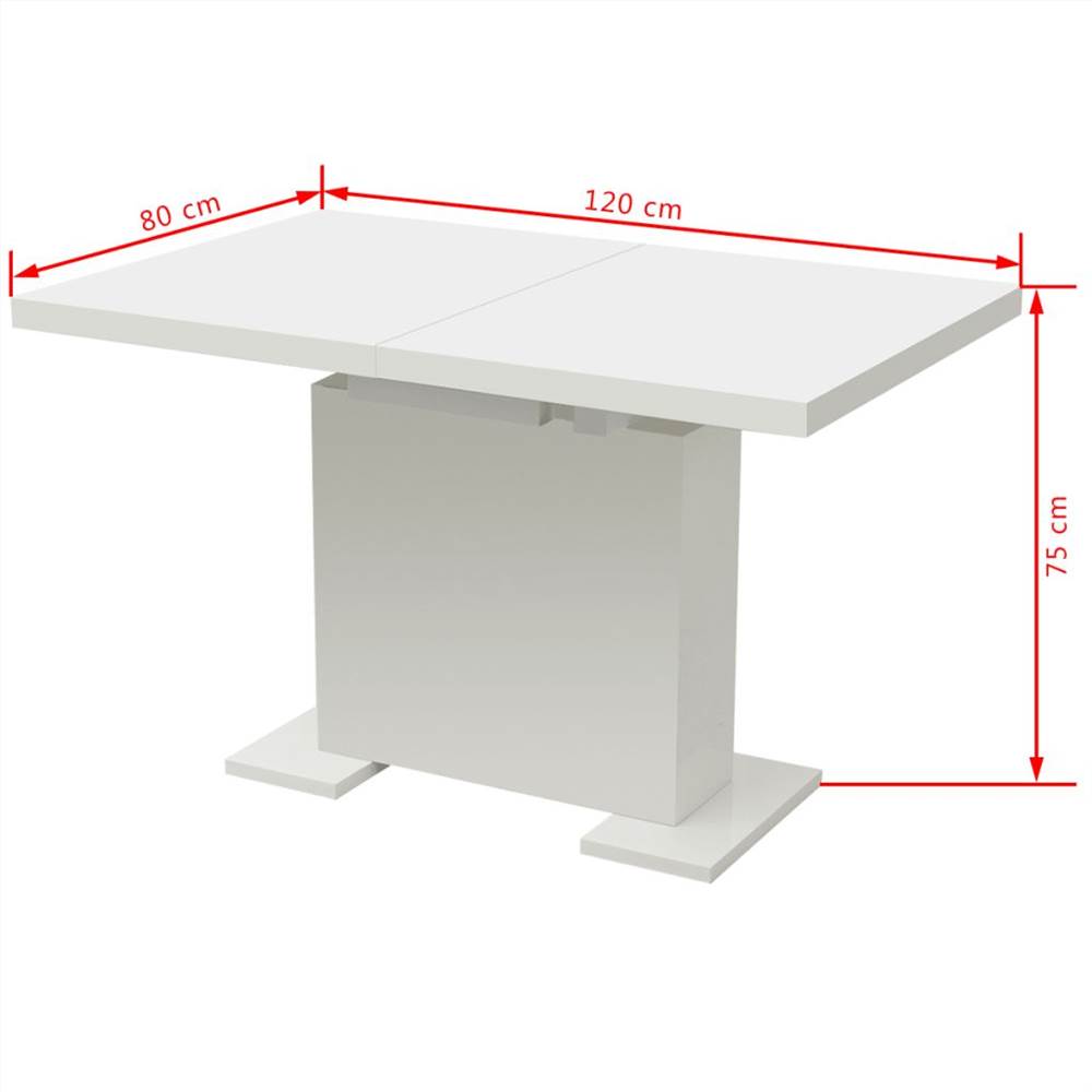 Extendable Dining Table High Gloss White
