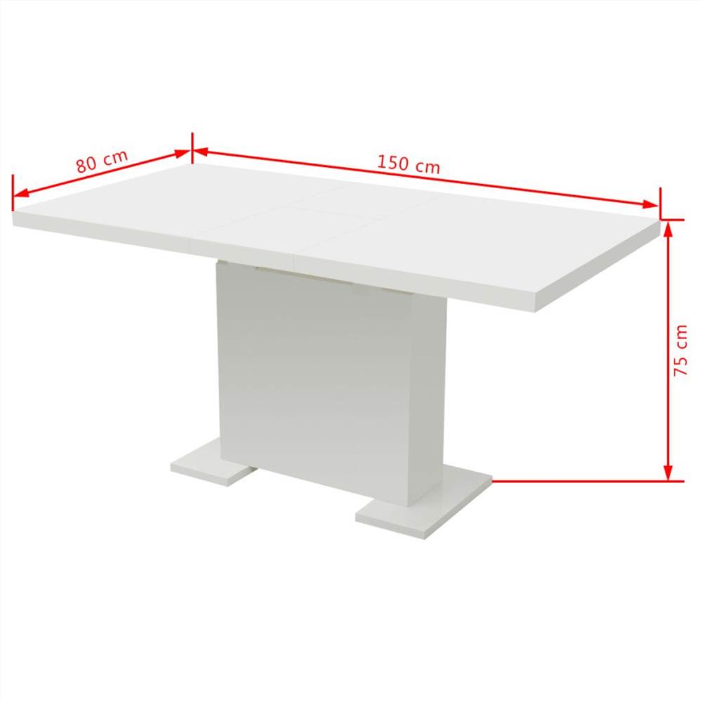 Extendable Dining Table High Gloss White