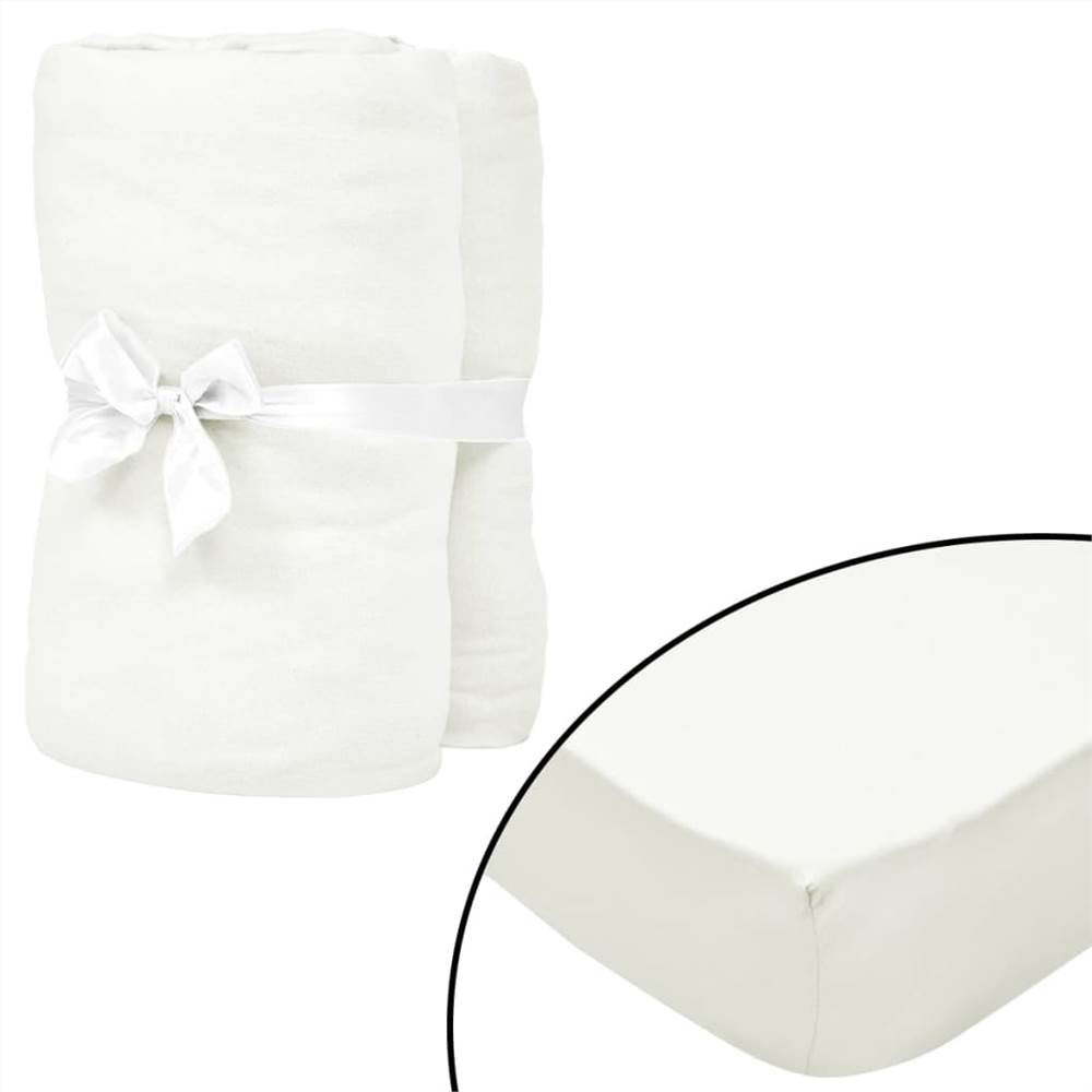 

Fitted Sheets 2 pcs 190x200 cm Cotton Jersey Offwhite