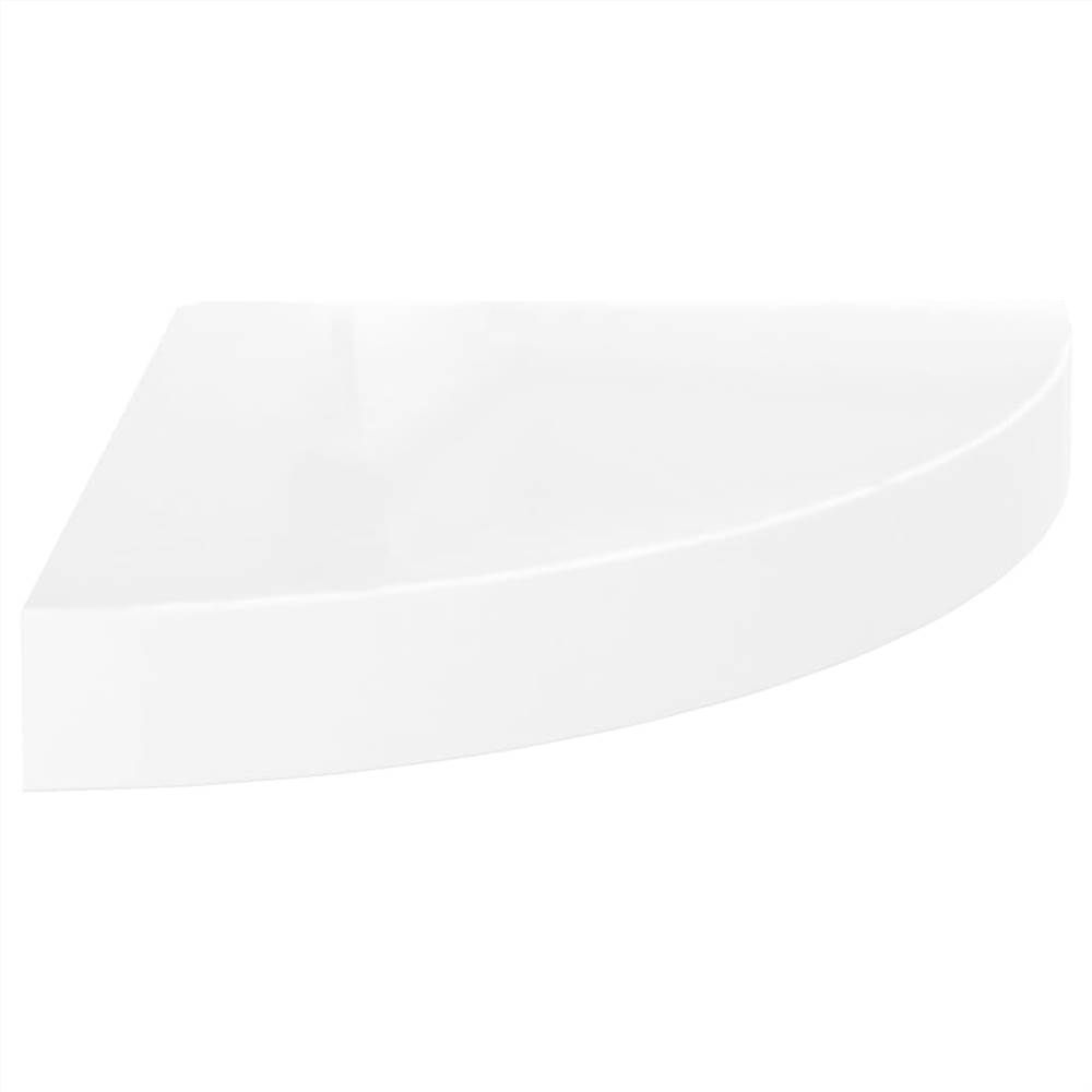Floating Corner Shelves 2 pcs High Gloss White 25x25x3.8 cm MDF