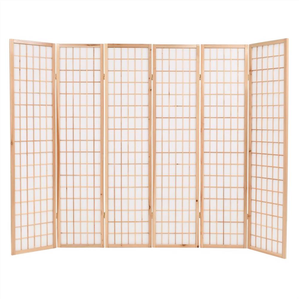 Folding 6-Panel Room Divider Japanese Style 240x170 cm Natural