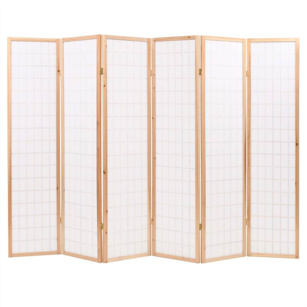 Folding 6-Panel Room Divider Japanese Style 240x170 cm Natural