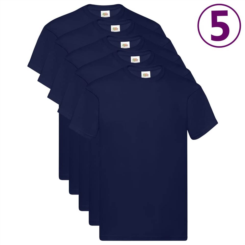 T-shirts 5 pcs Navy 5XL Cotton