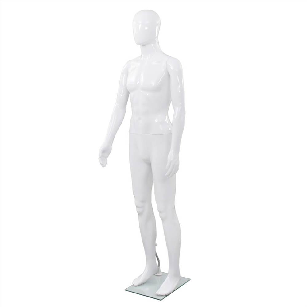 عارضة أزياء ذكر لكامل الجسم بقاعدة زجاجية بيضاء لامعة 185 سم