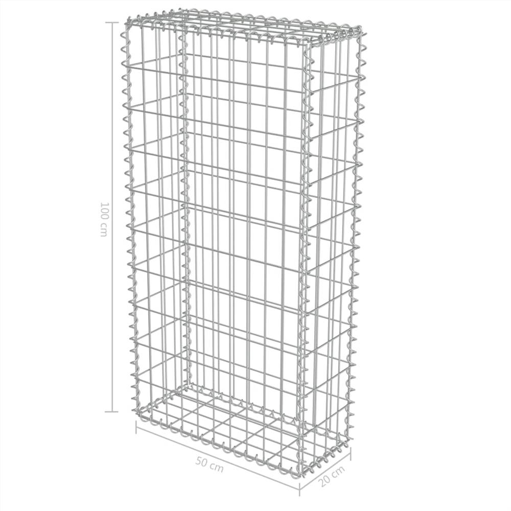 Gabion Wall with Covers Galvanised Steel 50x20x100 cm