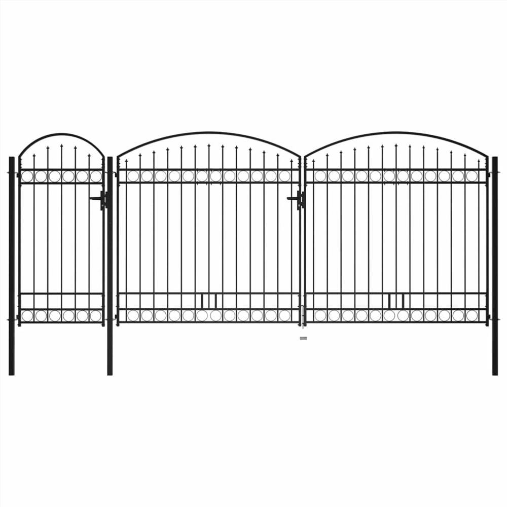 

Garden Fence Gate with Arched Top Steel 2.5x5 m Black