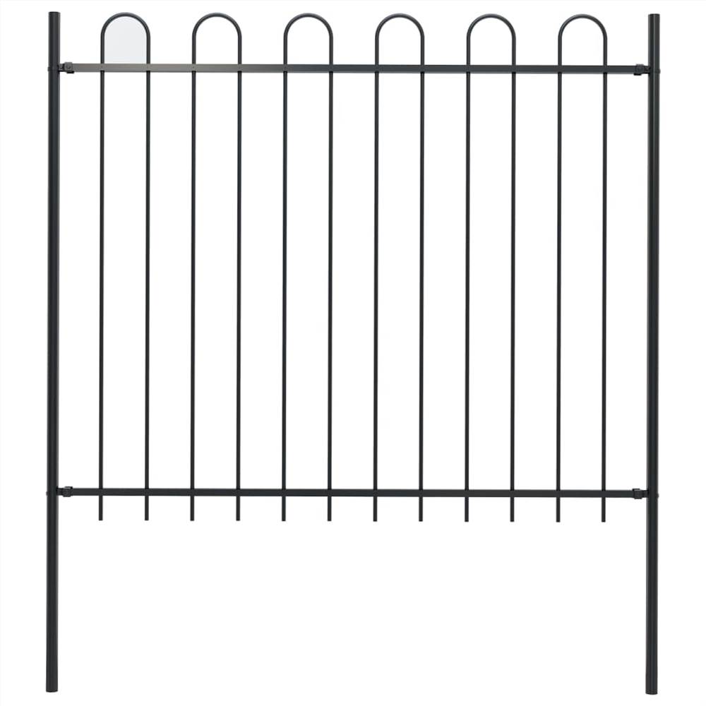 

Garden Fence with Hoop Top Steel 1.7x1.5 m Black