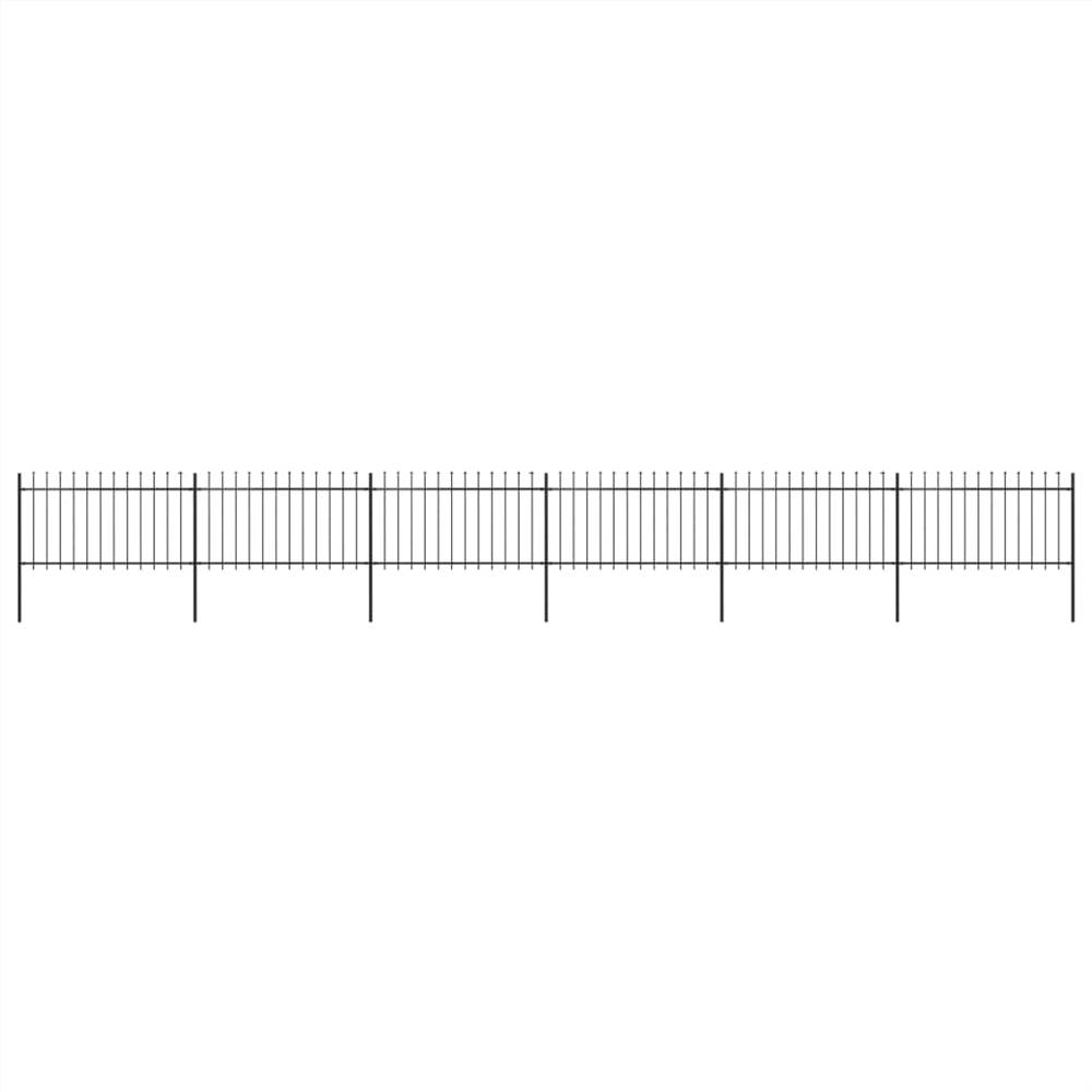 

Garden Fence with Spear Top Steel 10.2x1 m Black