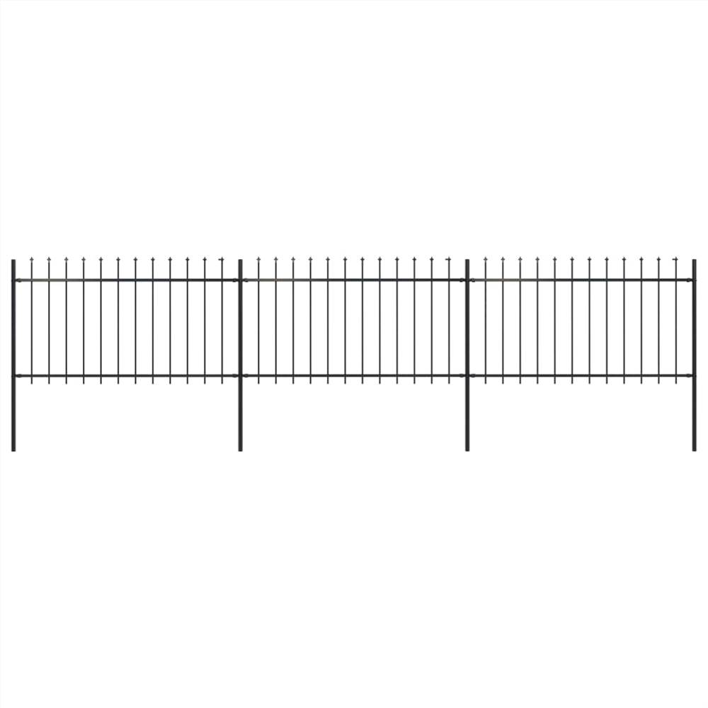 

Garden Fence with Spear Top Steel 5.1x1 m Black