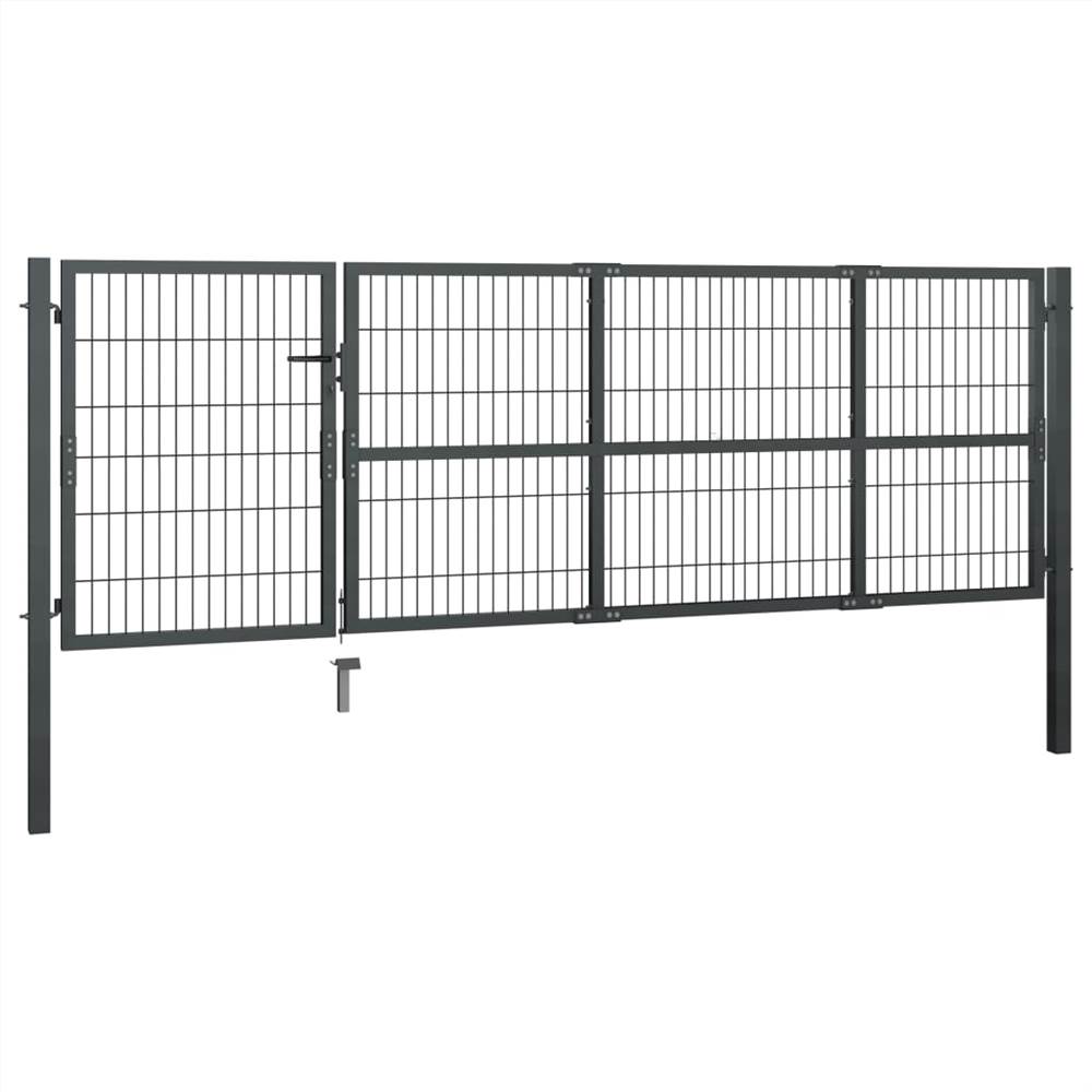 Garden Gate with Posts Steel 350x100 cm Anthracite