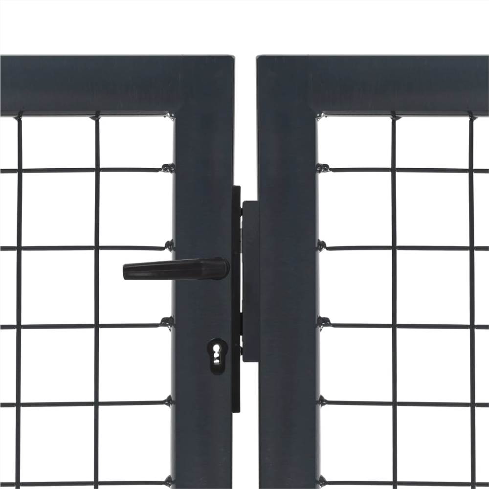 Garden Gate with Posts Steel 350x100 cm Anthracite