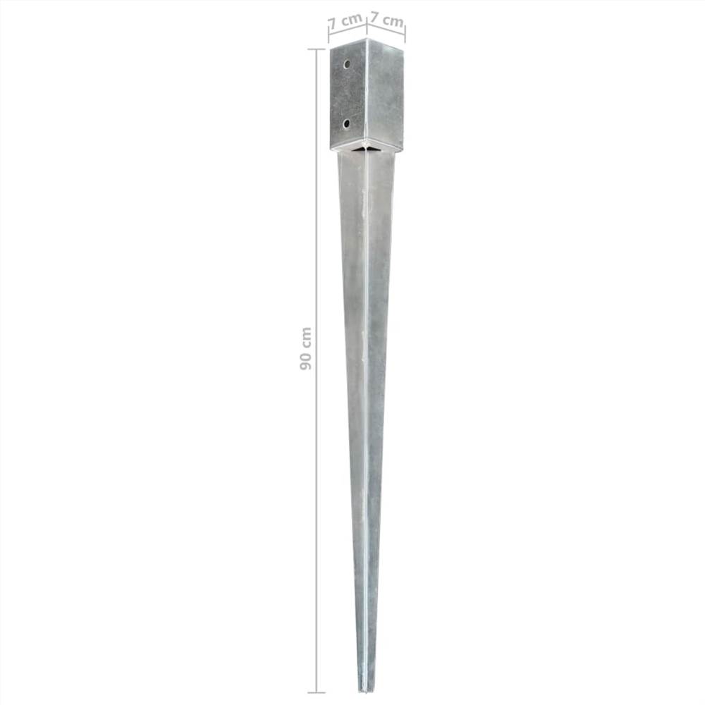 Ground Spikes 12 pcs Silver 7x7x90 cm Galvanised Steel