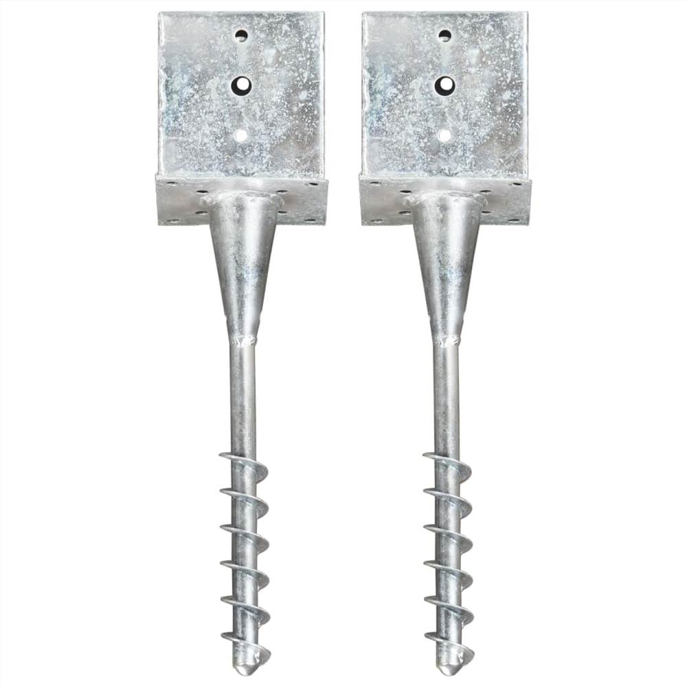 

Ground Spikes 2 pcs Silver 14x14x58 cm Galvanised Steel