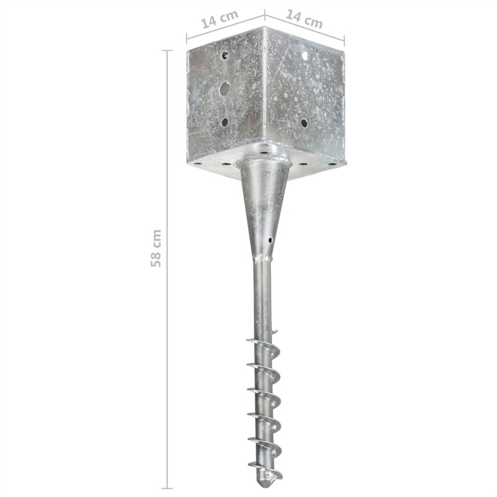 Ground Spikes 2 pcs Silver 14x14x58 cm Galvanised Steel