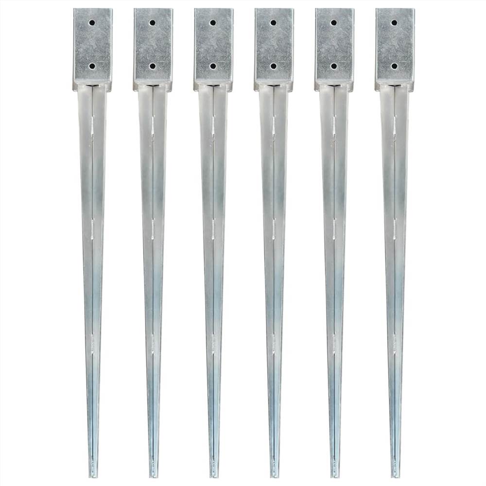 

Ground Spikes 6 pcs Silver 7x7x90 cm Galvanised Steel