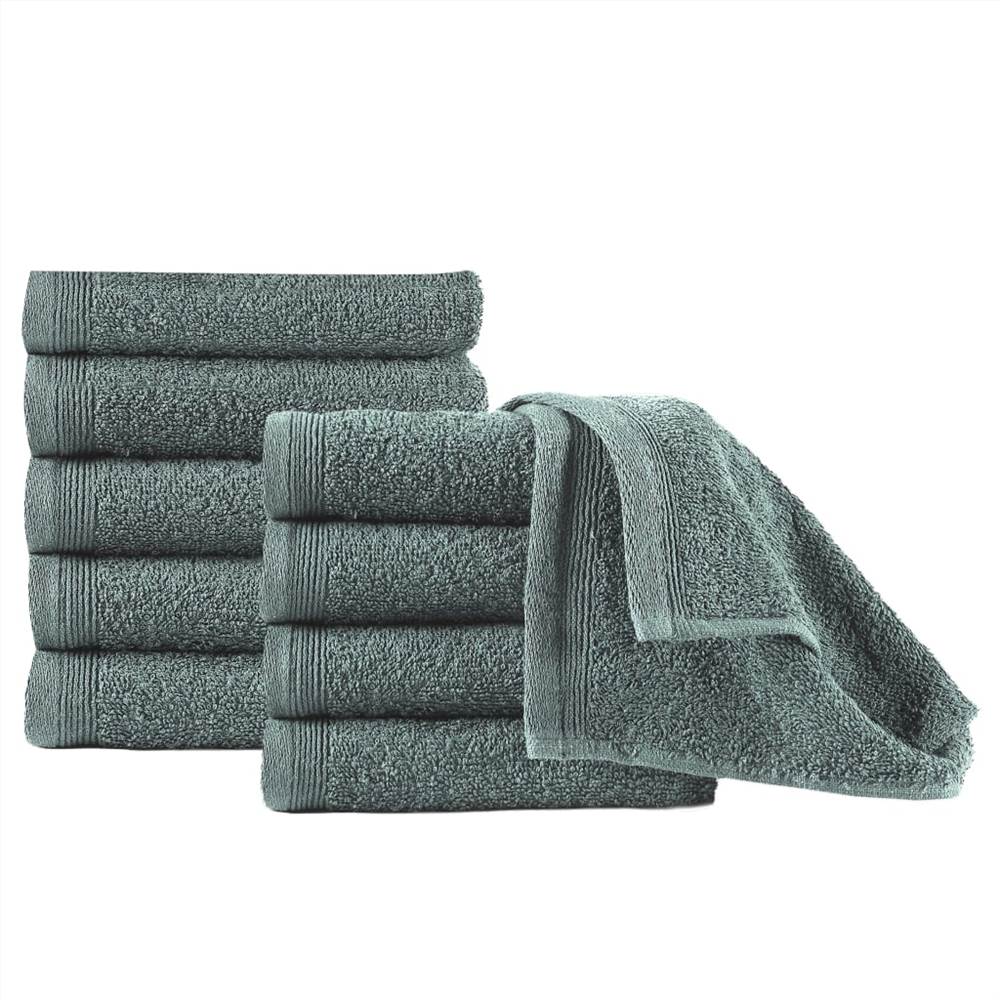 

Guest Towels 10 pcs Cotton 450 gsm 30x50 cm Green