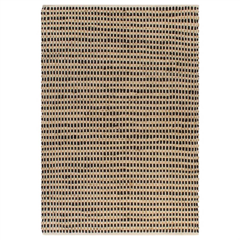 

Hand-Woven Jute Area Rug Fabric 160x230 cm Natural and Black