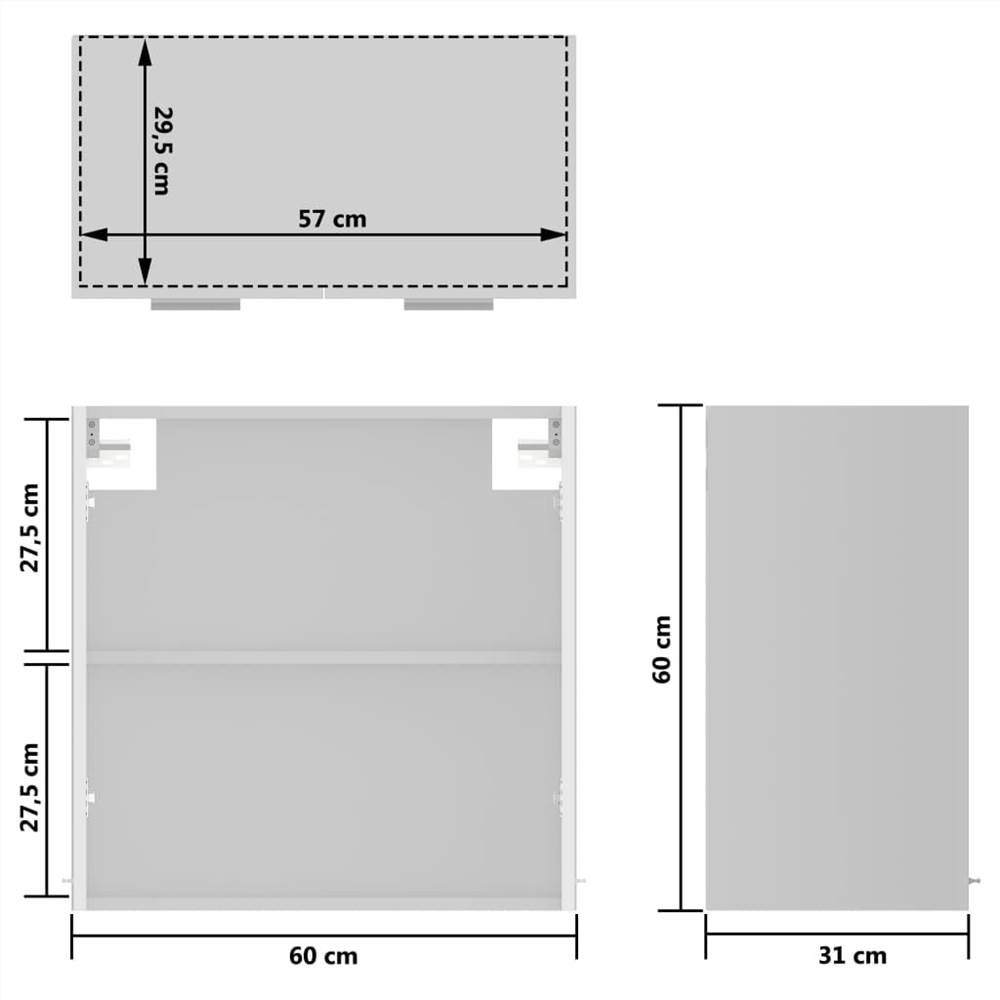 Kitchen Cabinet High Gloss White  60x31x60 cm Chipboard