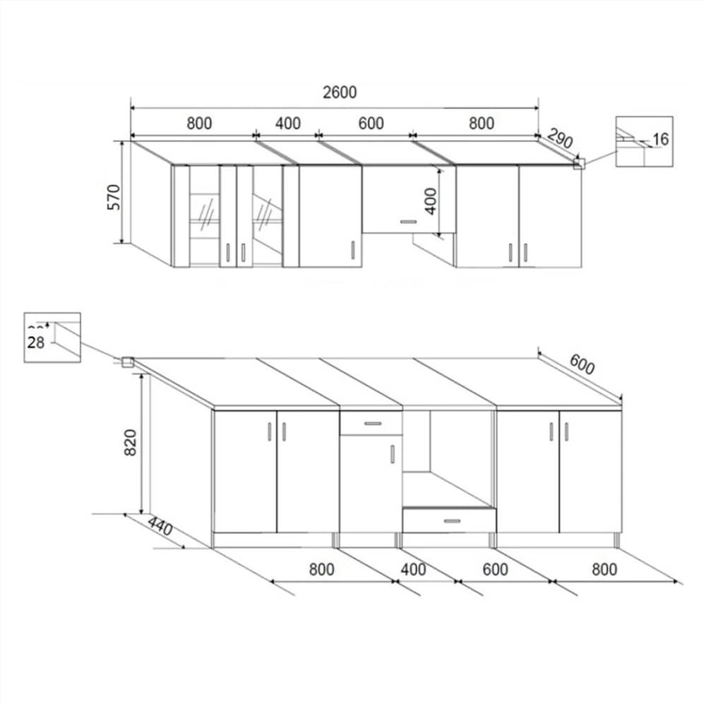 Kitchen Cabinet Unit 8 Pieces Wenge Look