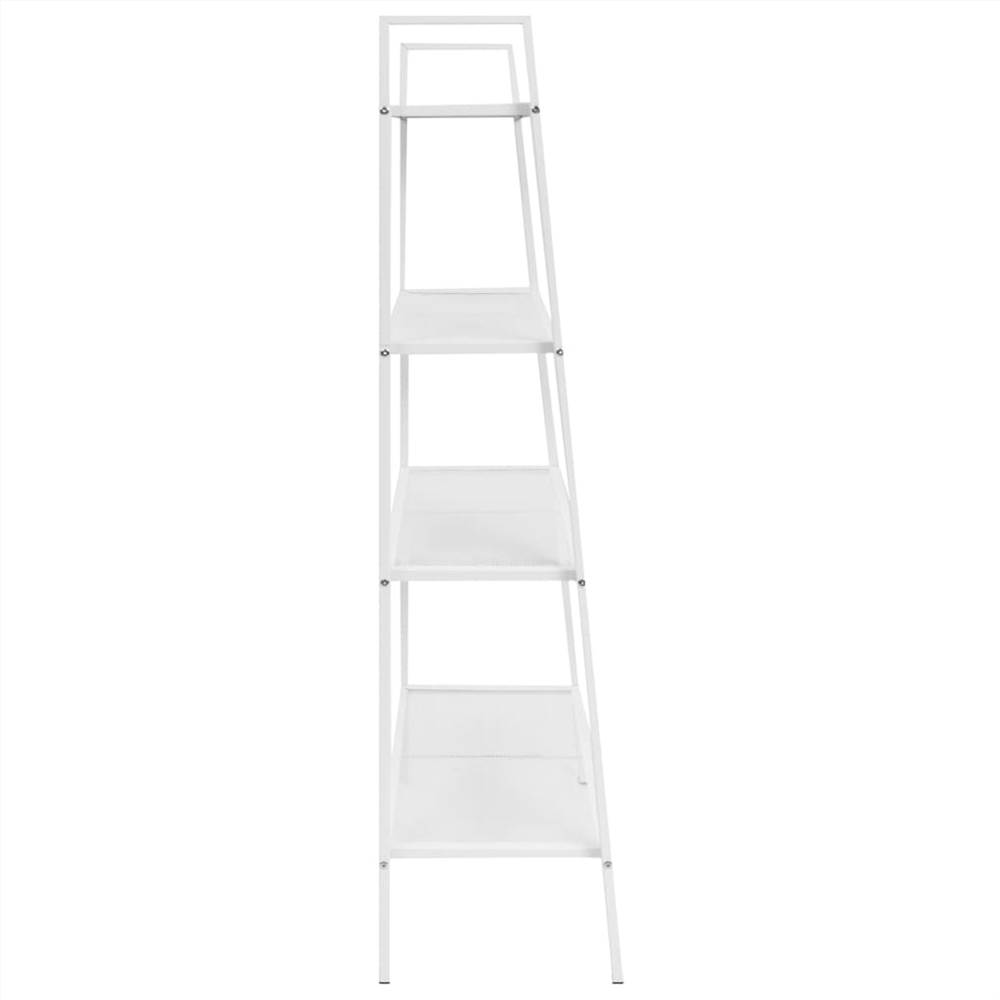 Ladder Bookcase 4 Tiers Metal White