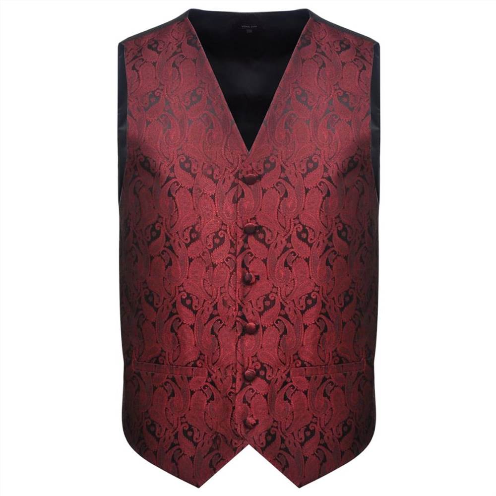 Men's Paisley Wedding Waistcoat Set Size 54 Burgundy