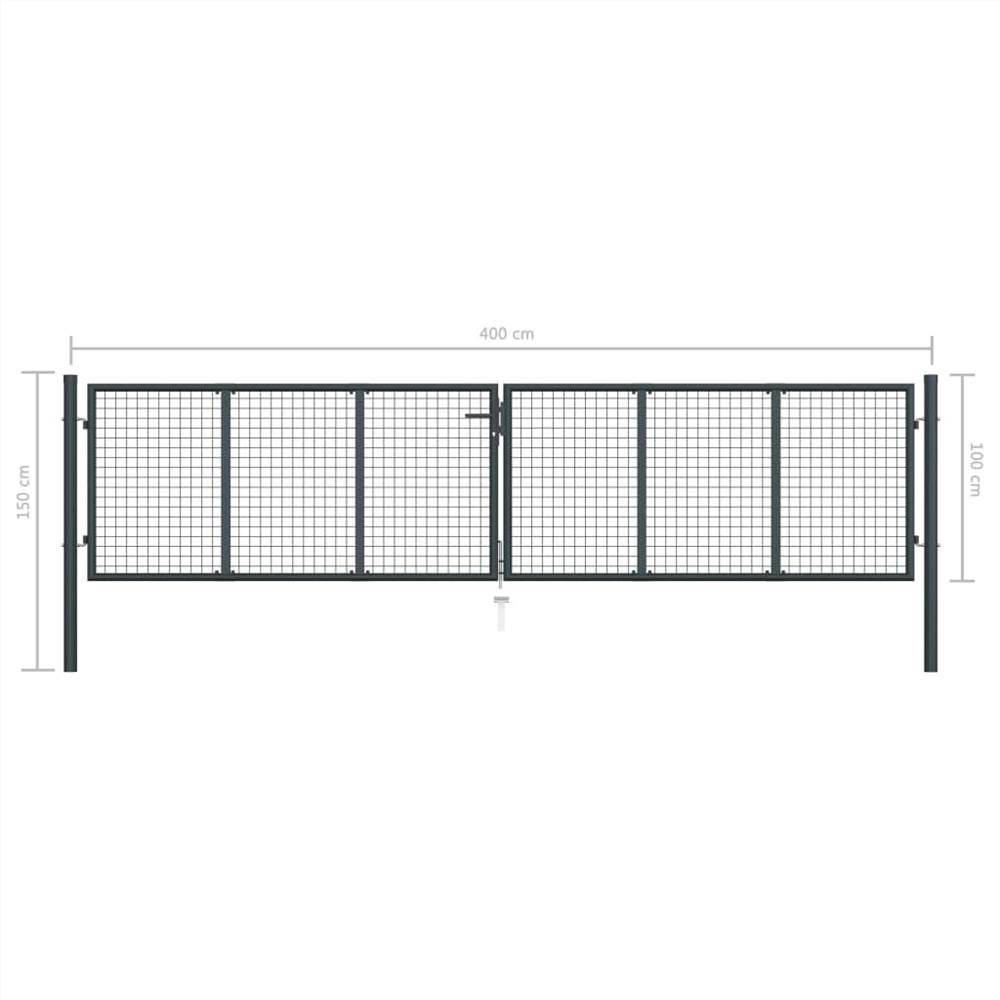 Mesh Garden Gate Galvanised Steel 400x150 cm Grey
