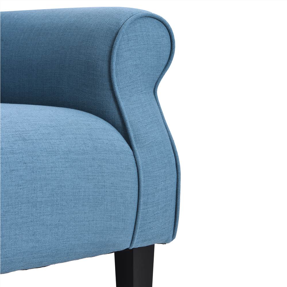 Modern Wing Back Accent Chair Roll Arm Living Room Cushion with Wooden Legs,Blue