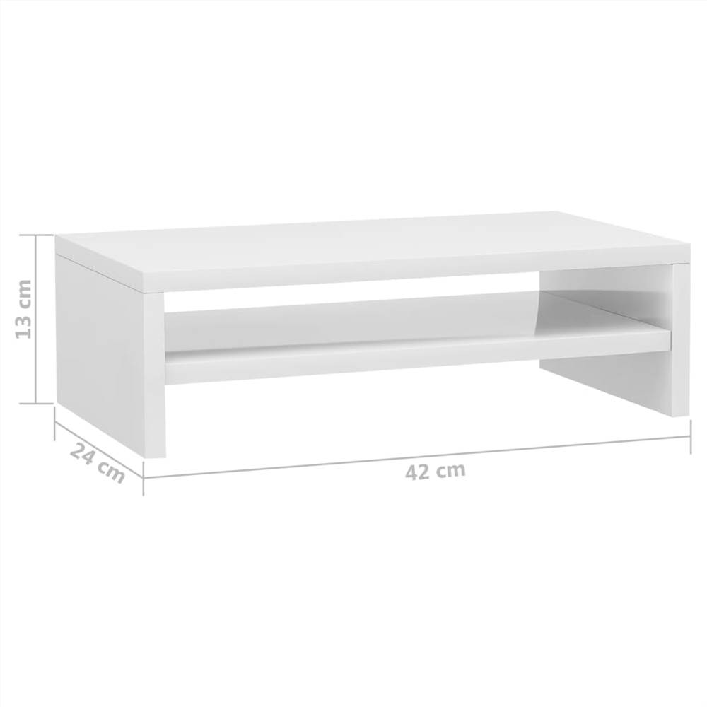 Monitor Stand High Gloss White 42x24x13 cm Chipboard