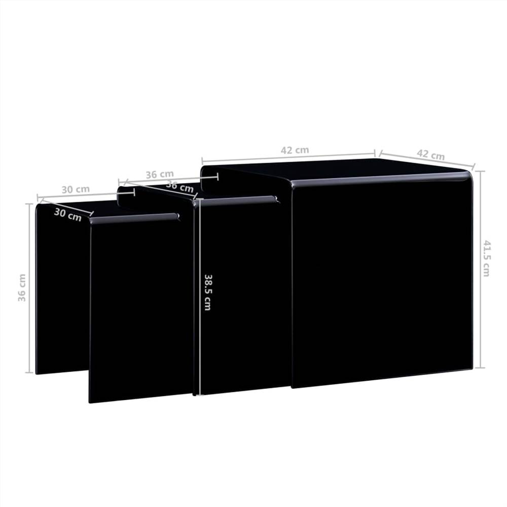 Nesting Coffee Tables 3 pcs  Black 42x42x41.5 cm Tempered Glass