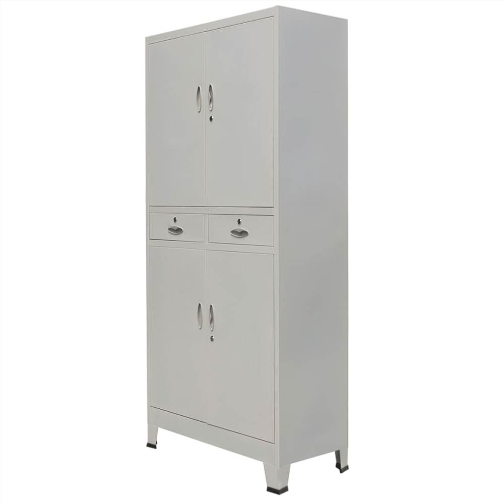 Office Cabinet with 4 Doors Steel 90x40x180cm Grey