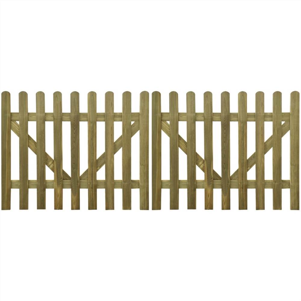 

Picket Fence Gate 2 pcs Impregnated Wood 300x120 cm