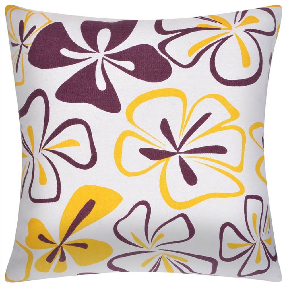 Pillow Covers 4 pcs Canvas Flower Printed 40x40 cm