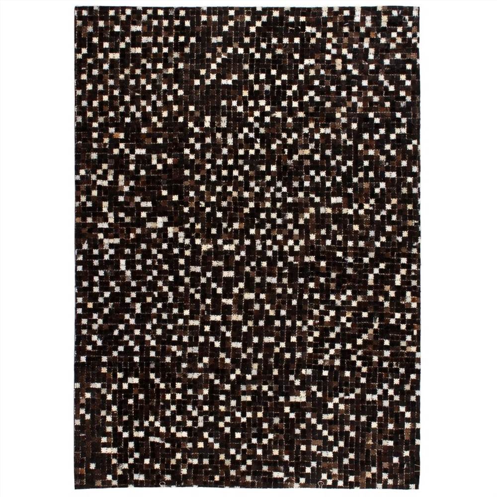 

Rug Genuine Leather Patchwork 80x150 cm Square Black/White