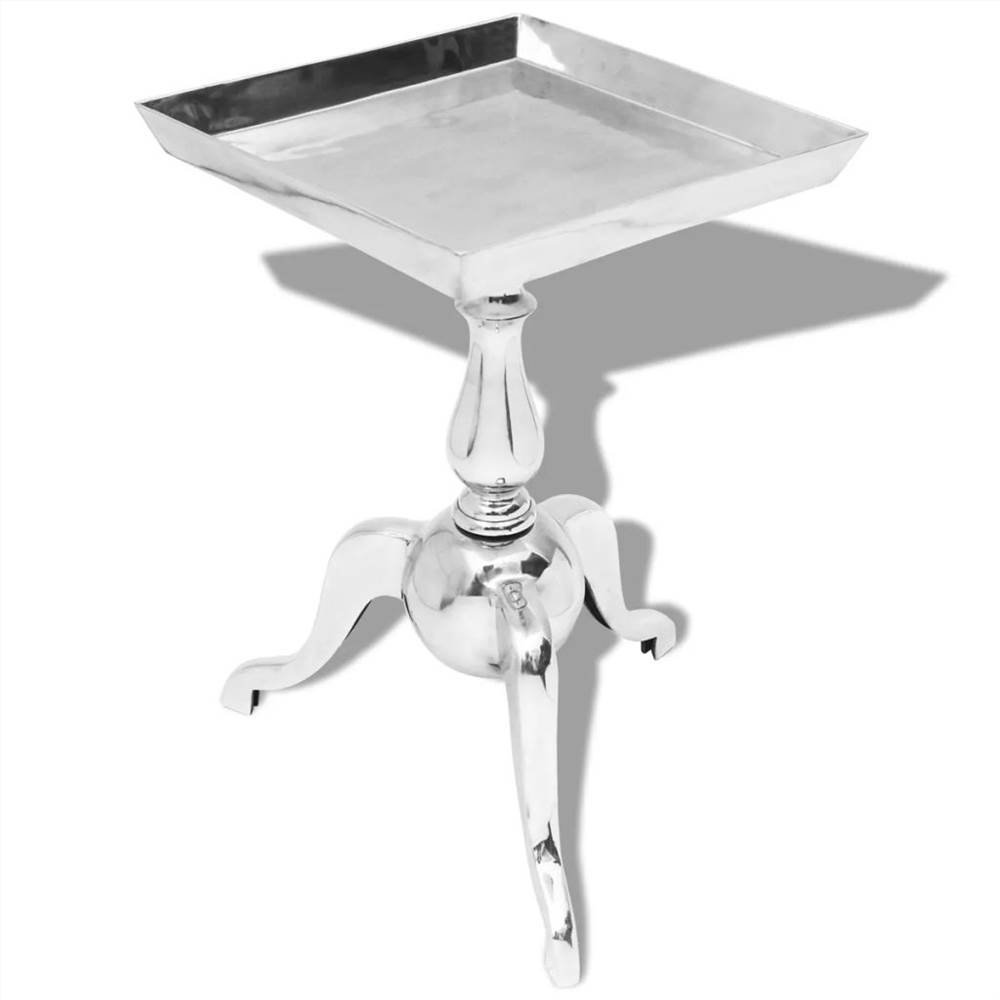 Table d'appoint carrée en aluminium argenté