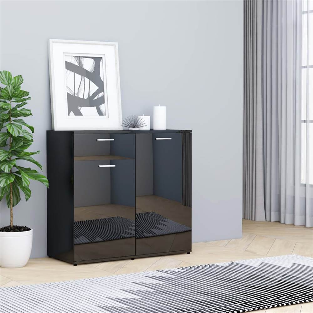

Sideboard High Gloss Black 80x36x75 cm Chipboard