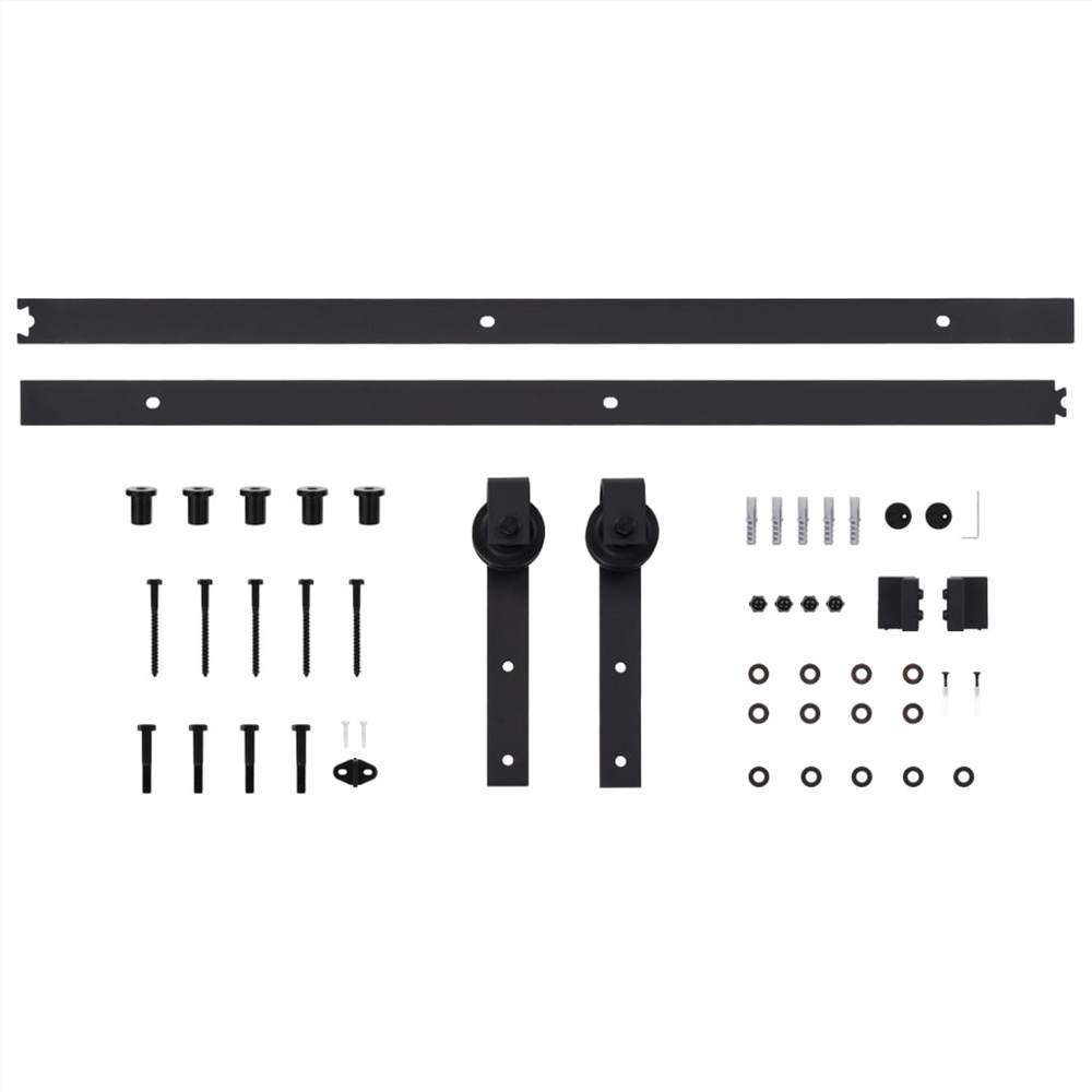 Sliding Door Hardware Kit 200 cm Steel Black
