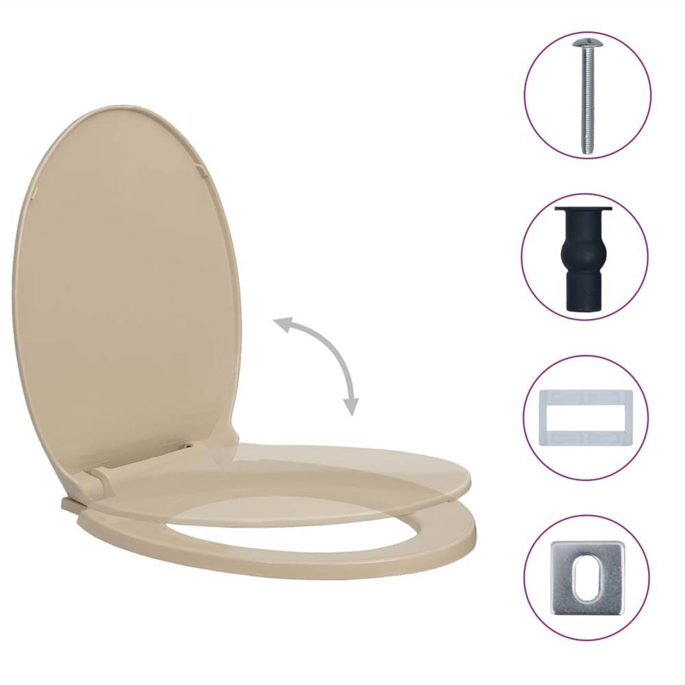 Soft-Close Toilet Seat Quick Release Beige Oval