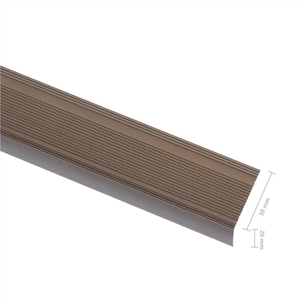 Stair Nosings in L-shape 5 pcs Aluminium 134 cm Brown