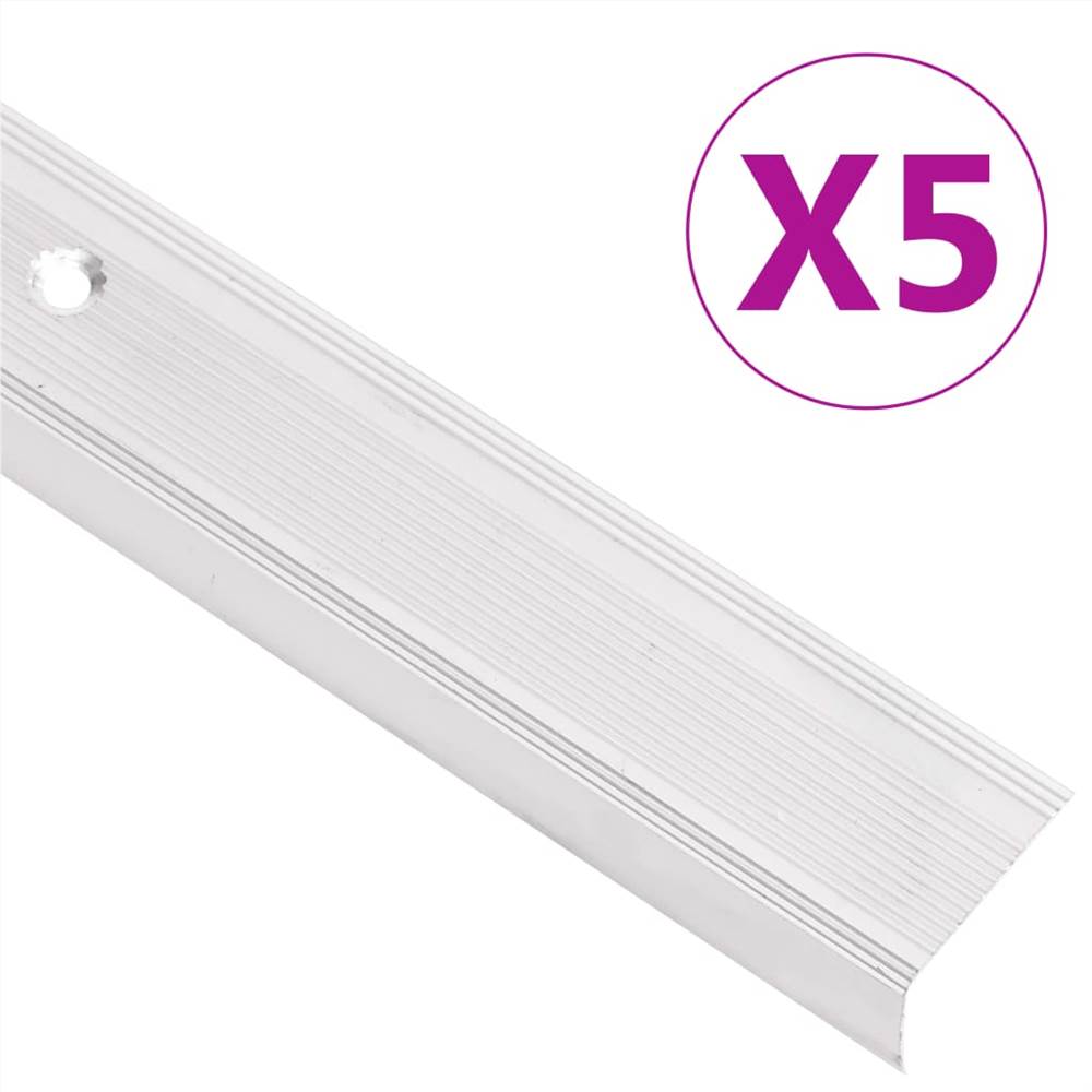 

Stair Nosings in L-shape 5 pcs Aluminium 90 cm Silver