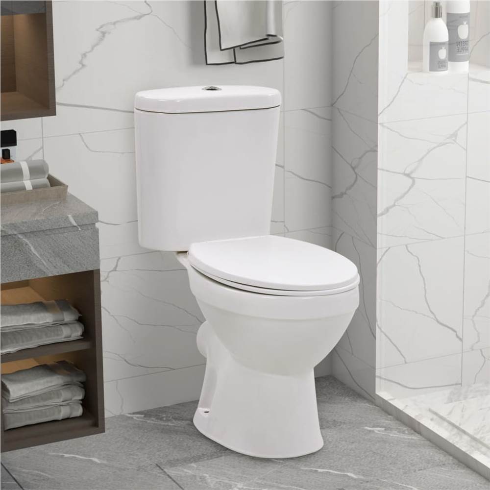 Stand WC Ceramic Toilet Soft Close WC Seat Borderless Floor Standing White 