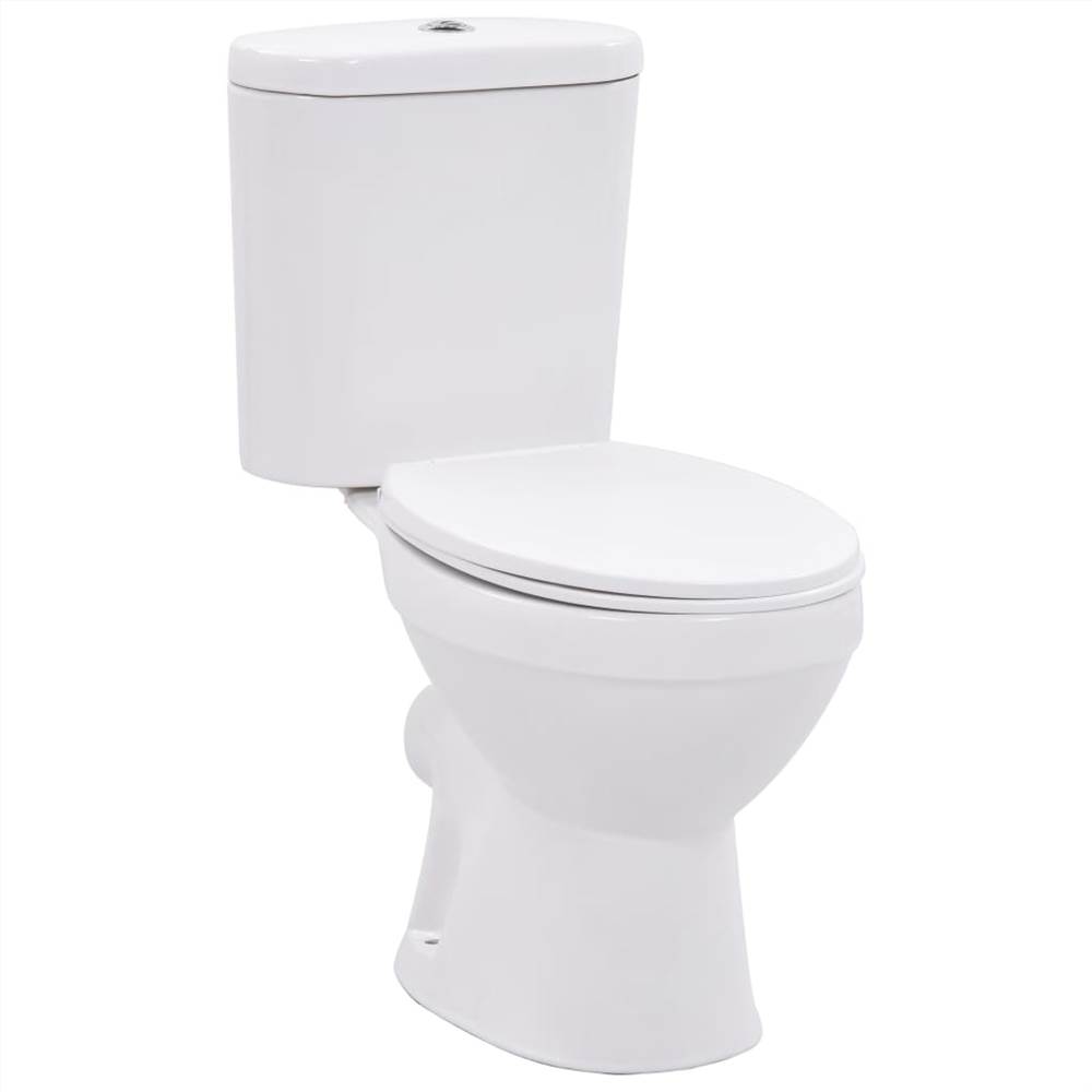 Standing Toilet with Cistern and Soft Close Seat Ceramic White