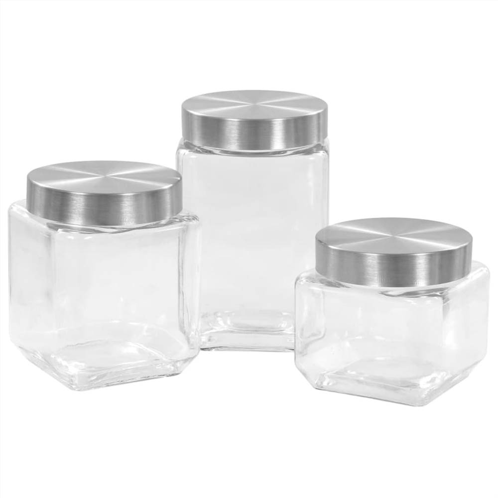 Storage Jars with Silver Lid 6 pcs 800/1200/1700 ml