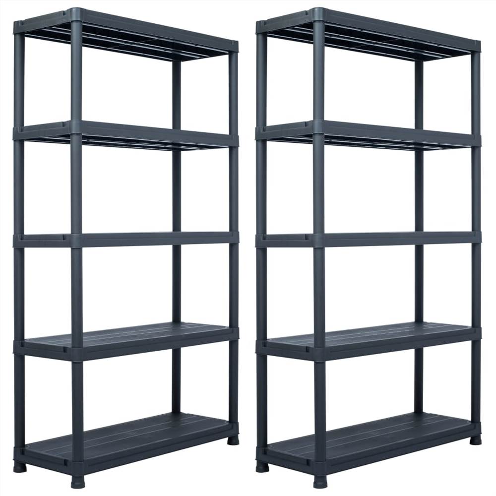 

Storage Shelf Racks 2 pcs Black 500 kg 100x40x180 cm Plastic