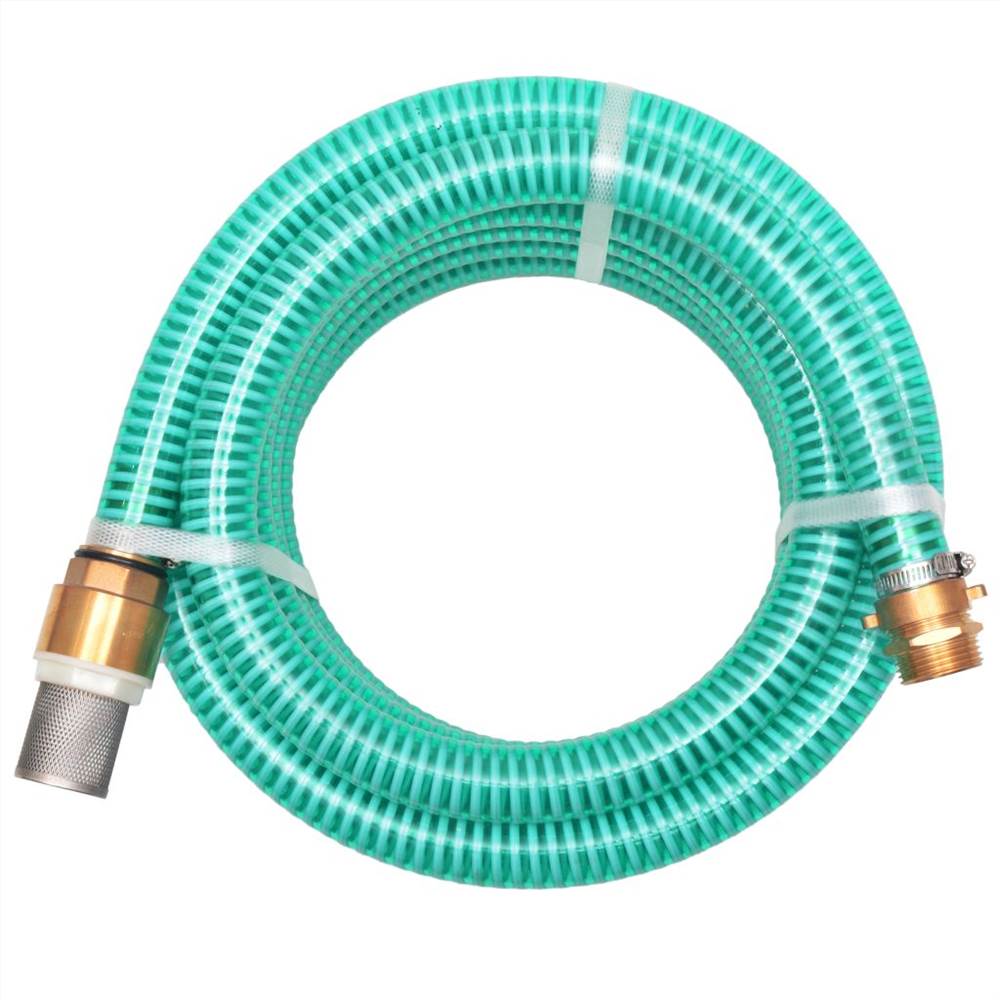 Tubo di aspirazione con connettori in ottone 10 m 25 mm Verde