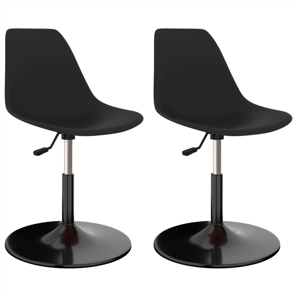 Swivel Dining Chairs 2 pcs Black PP