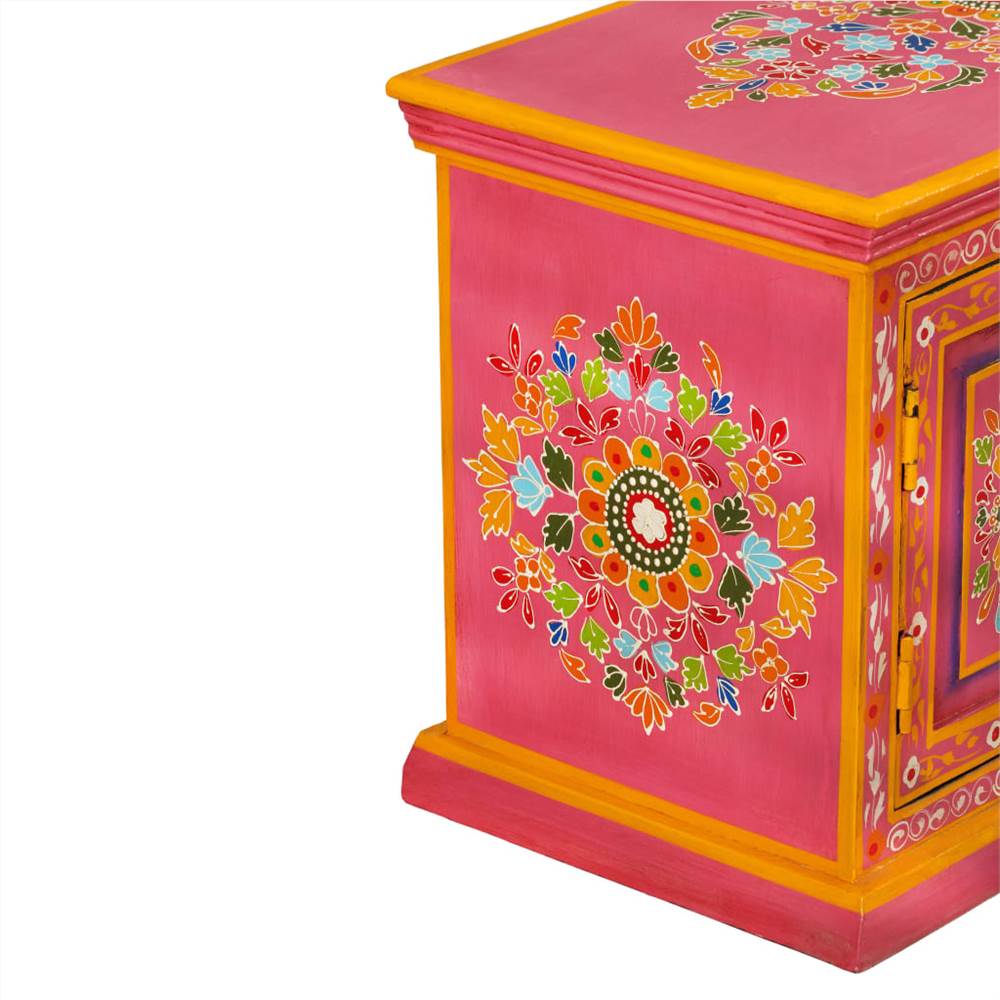 TV Cabinet Solid Mango Wood Pink Hand Painted