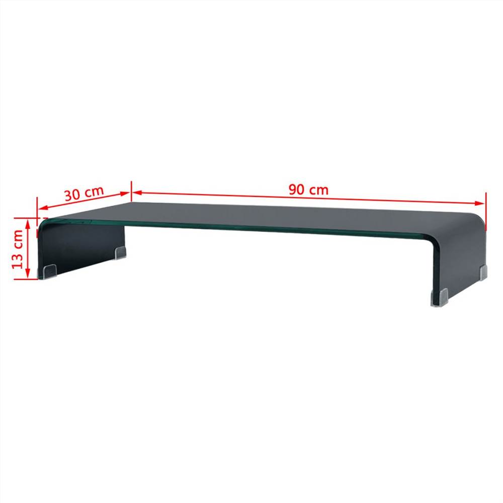 TV Stand/Monitor Riser Glass Black 90x30x13 cm